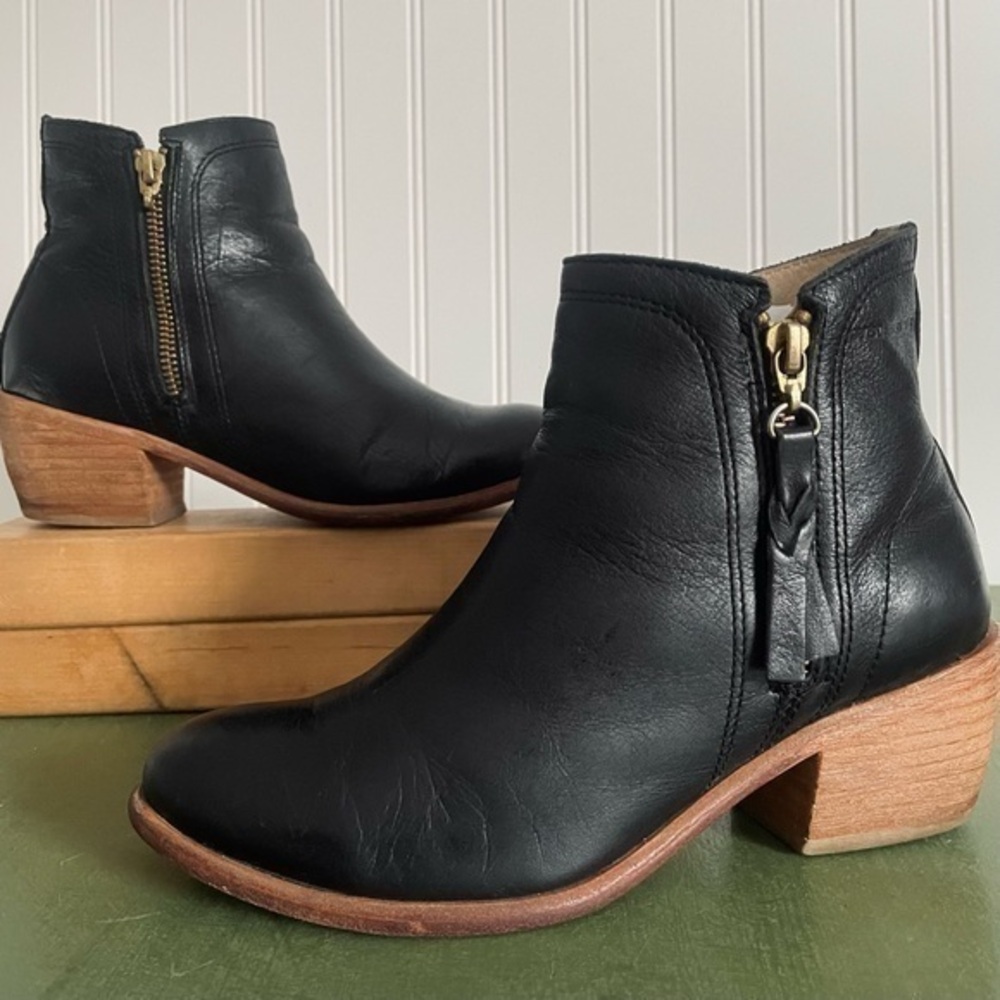 Wolverine 1883 ELLA Double-Zipper Boots/Booties in Black Leather
